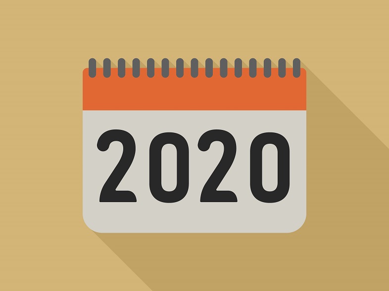 Imagem de um calendário contendo o ano de 2020